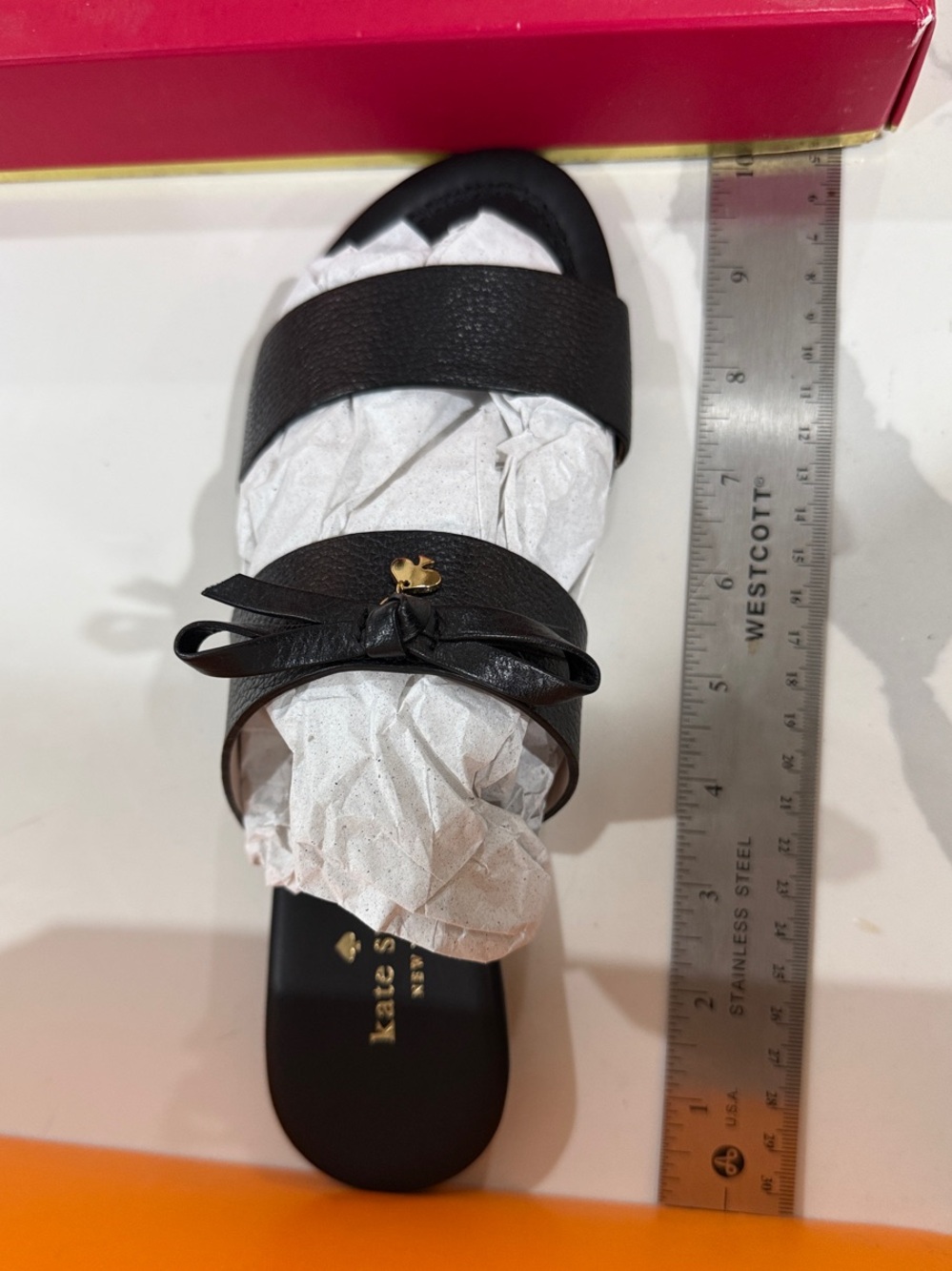 Kate Spade ‘Tulia’ Double Band Slide Sandals with Bow Details. Black. Size 8. - Picture 12 of 15